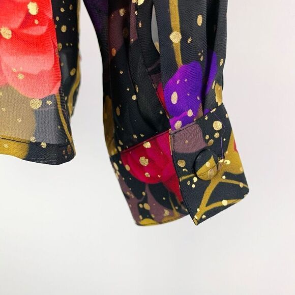 Vintage Shirt Celestial Floral Metallic Dot Corded Button Down Women's 8 - Picture 7 of 12